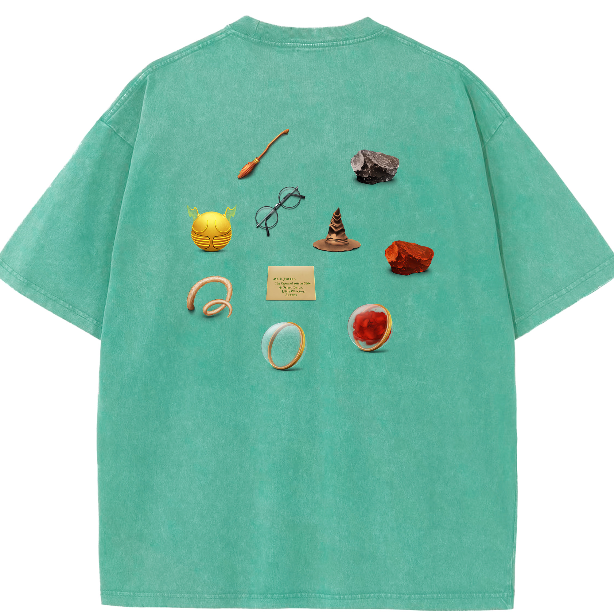 （画像用） Harry Potter ハリー・ポッターシリーズ 綿100% ヴィンテージ風 半袖Tシャツ（背面プリント）